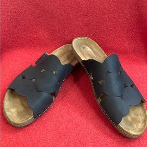 EL NATURALISTA Sz 41 Slip On Leather Rubber Sole Made in Spain Slide  Sandals